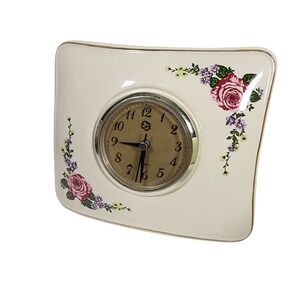 Vintage Casual Limited Edition 1996 Ceramic‎ Desk Clock Floral Rose Dec